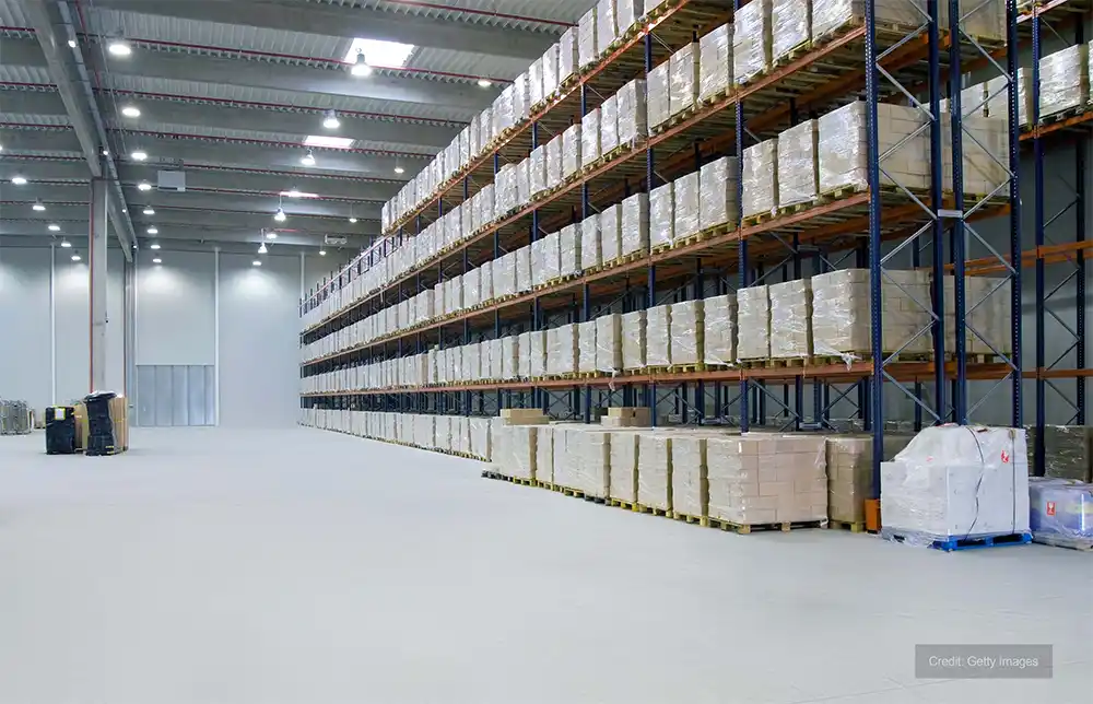 Andrews Heat for Hire heats warehouse from a height