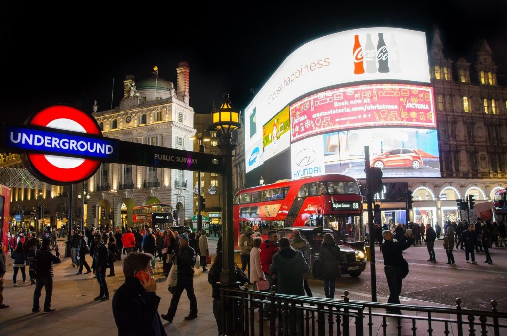 Emergency response to burst water main at Piccadilly Circus, London, with Sykes Pumps equipment deployed to manage flooding