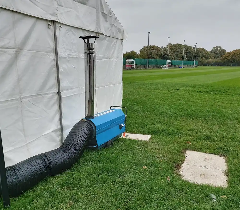 Heating arrangement delivers warmth and air changes to Charlton Athletic’s temporary gym